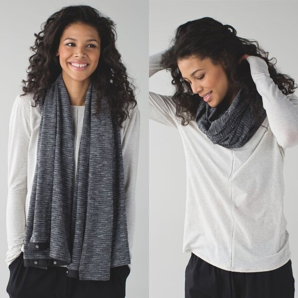 Lululemon Coco Pique Black White Snap Button Vinyasa Scarf - Picture 5 of 5